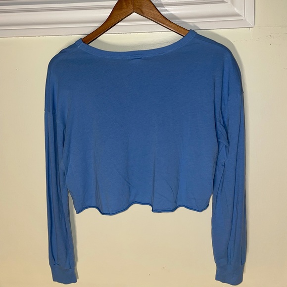 Garage Small Cropped Long Sleeve Shirt, Blue - Picture 2 of 4